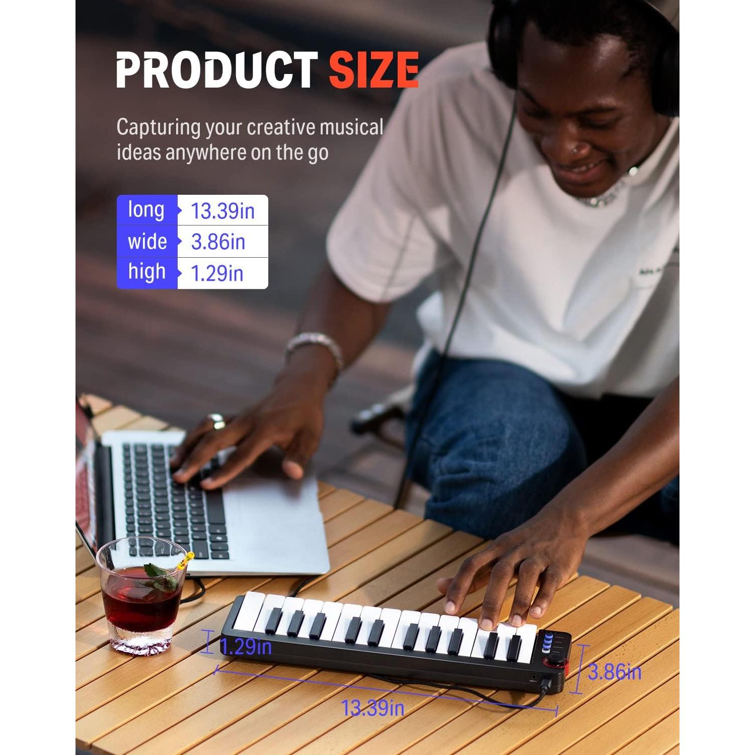 Teclado MIDI Donner N-25 25 Teclas Sensibles USB