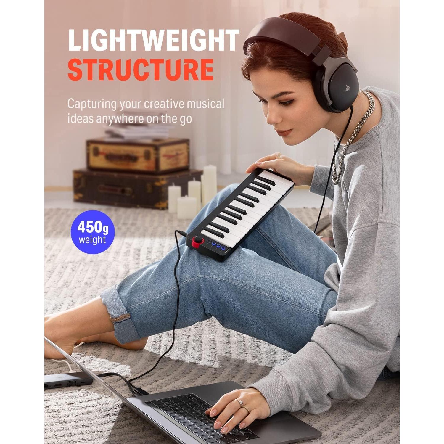 Teclado MIDI Donner N-25 25 Teclas Sensibles USB