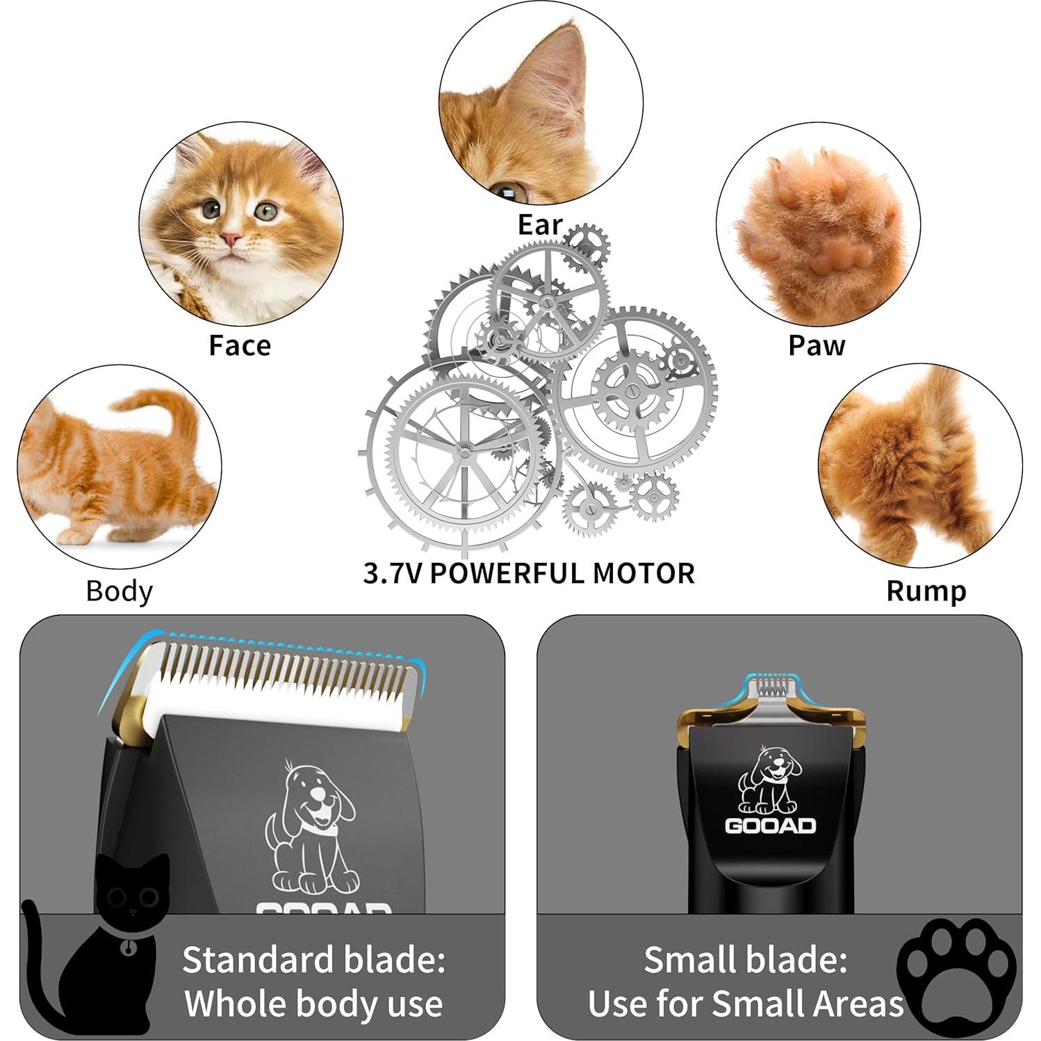 Cortadora de Pelo para Gatos Gooad Inalámbrica 2200mA Silenciosa