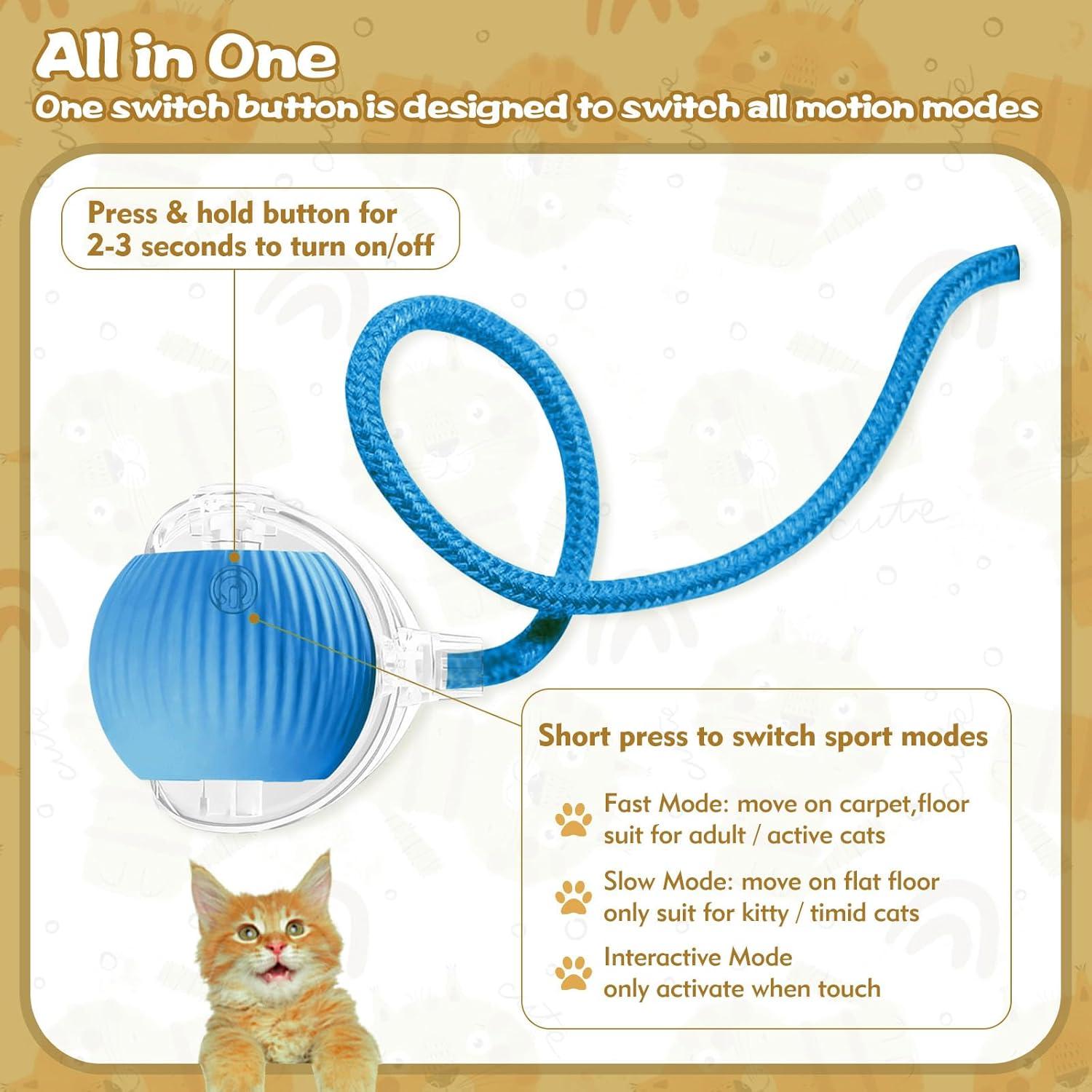 Pelota Interactiva para Gatos Eiruseed Azul - Juguete Automático