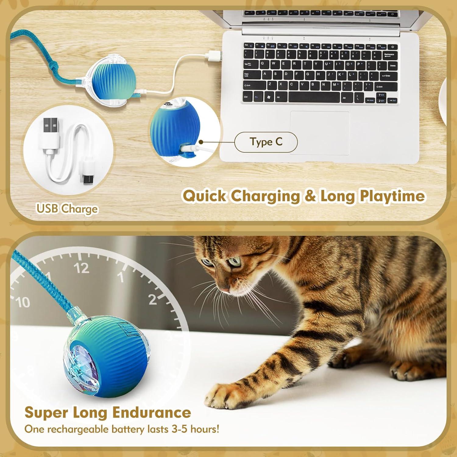 Pelota Interactiva para Gatos Eiruseed Azul - Juguete Automático