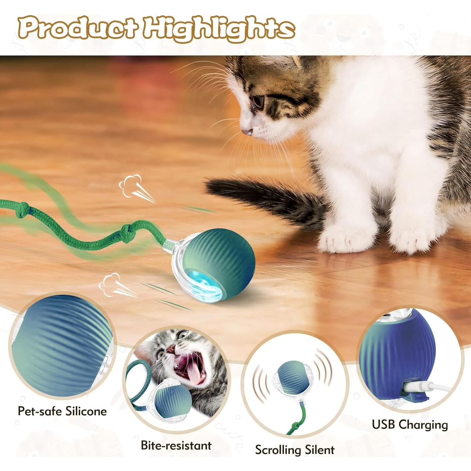 Pelota Interactiva para Gatos Eiruseed Azul - Juguete Automático