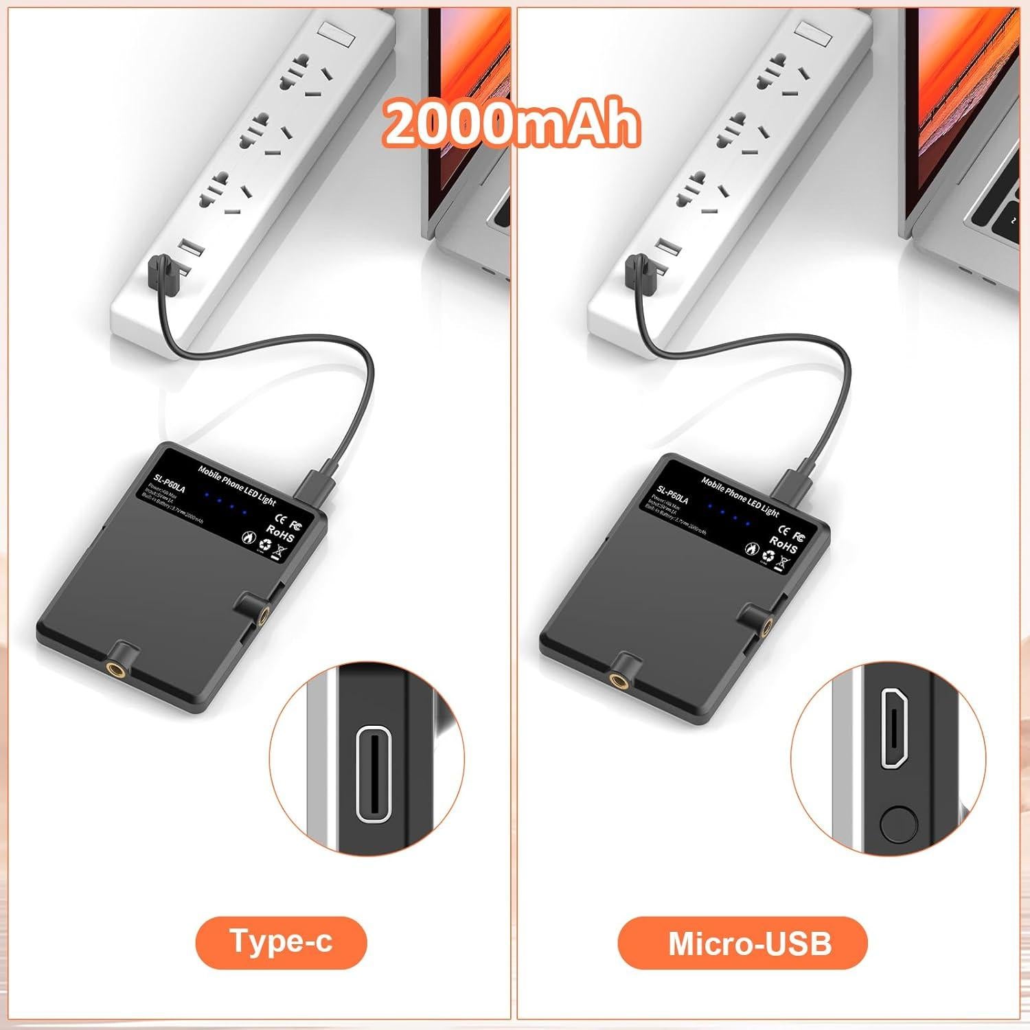 Luz de Selfie Portátil TONEOF 60 LED Recargable Ajustable