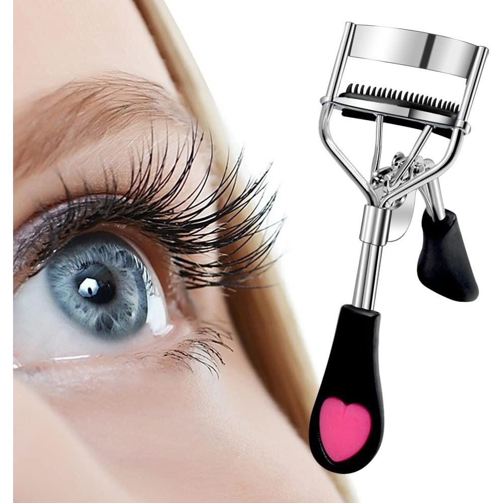 Rizador de Pestañas Pinkiou con Peine y Mango Ergonómico