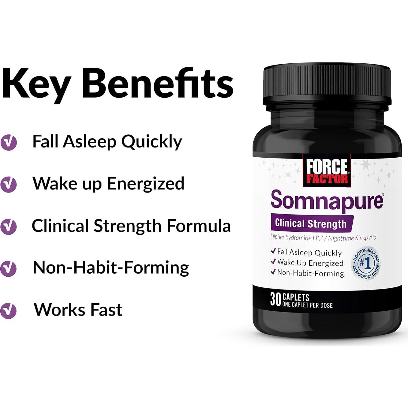 Somnapure Fuerza Clínica Force Factor 30 Tabletas para Dormir