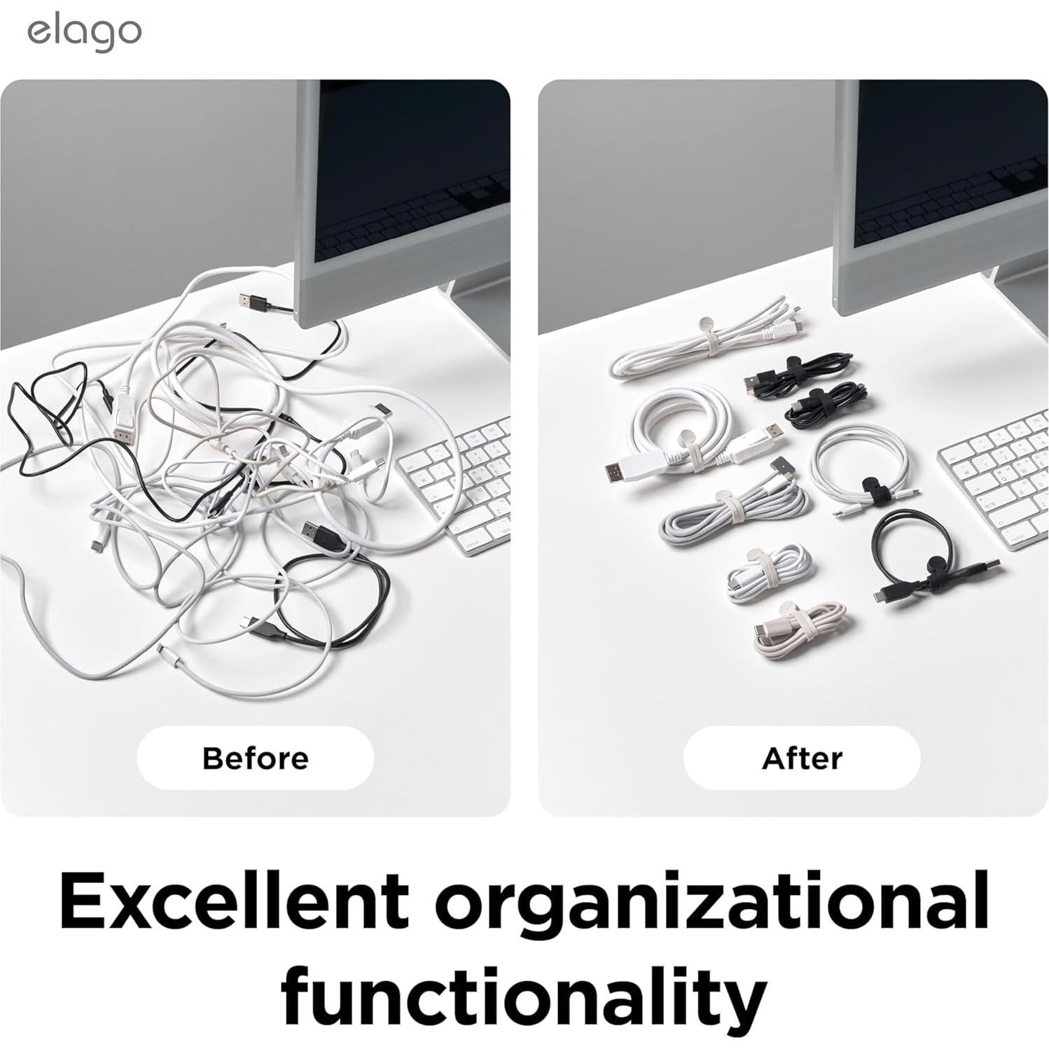 Cinta Magnética para Cables elago 3 Piezas Silicona Piedra