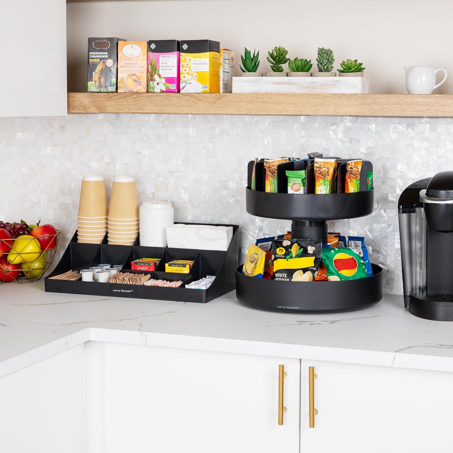 Organizador de Tazas y Snacks Mind Reader, 2 Piezas, Negro