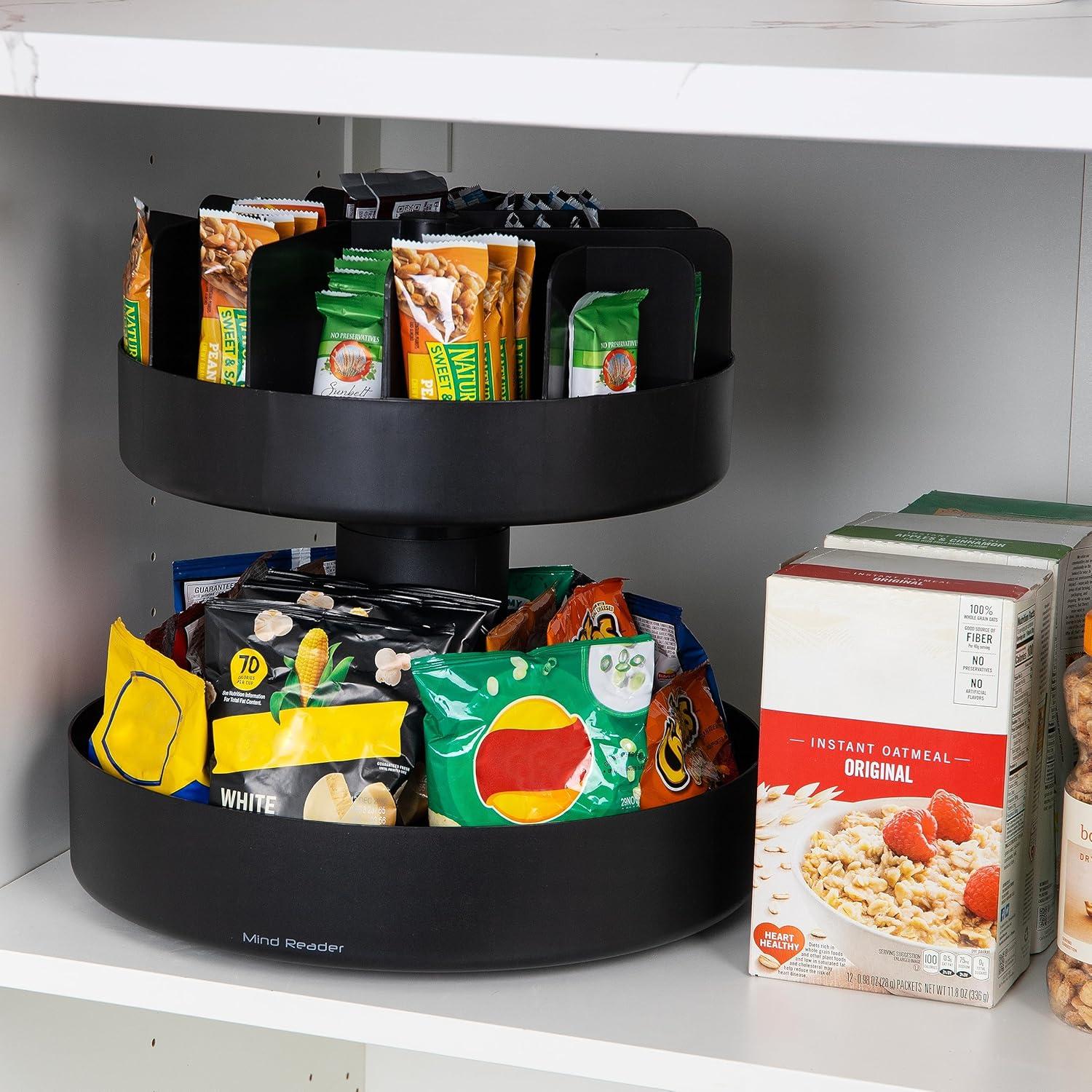 Organizador de Tazas y Snacks Mind Reader, 2 Piezas, Negro