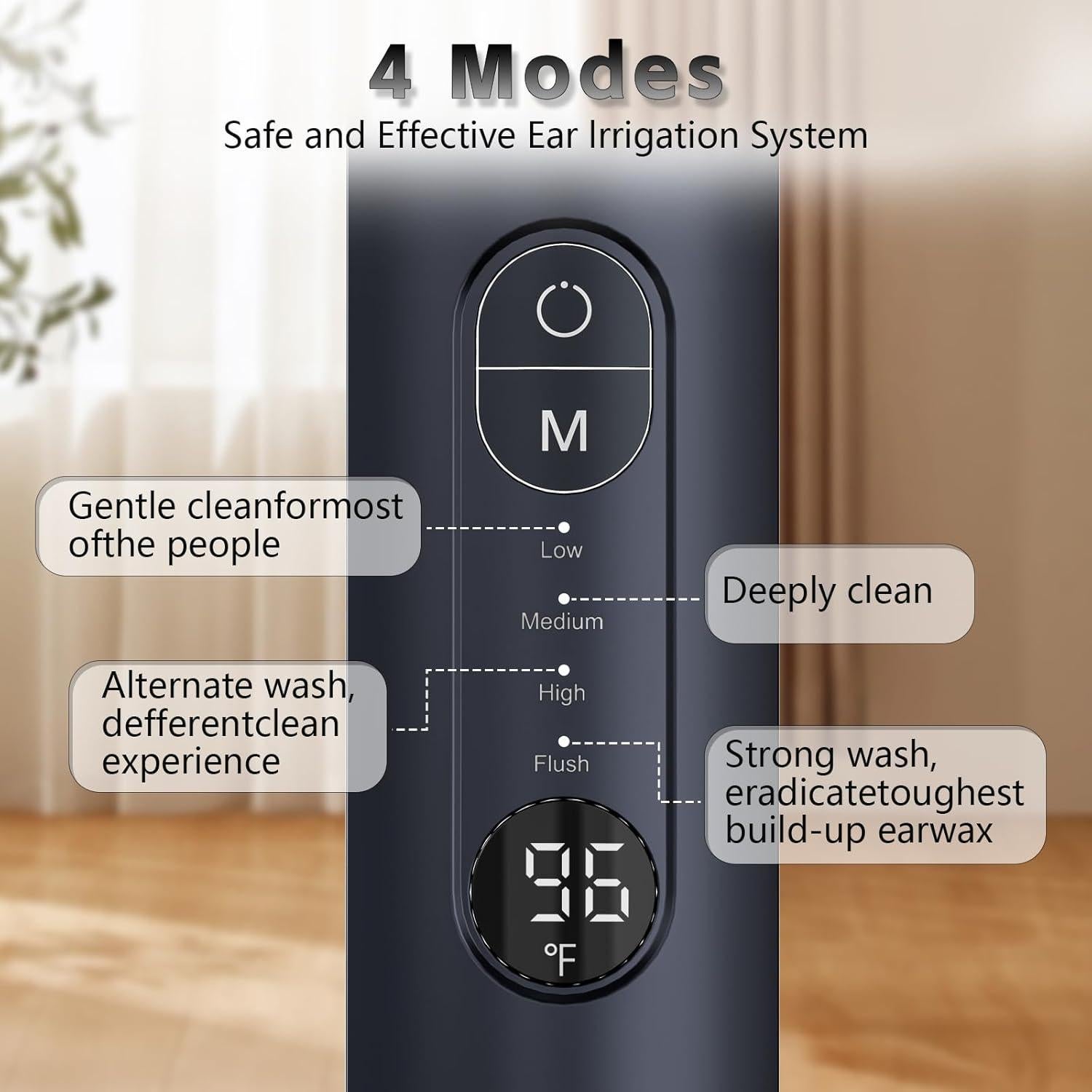 Ear Wax Removal, Ear Cleaner, Safe Ear Wax Removal Kit, 4 Modes-Ear Irrigation Flushing System, Ear Cleaning Kit - IPX7 Waterproof (Blue)