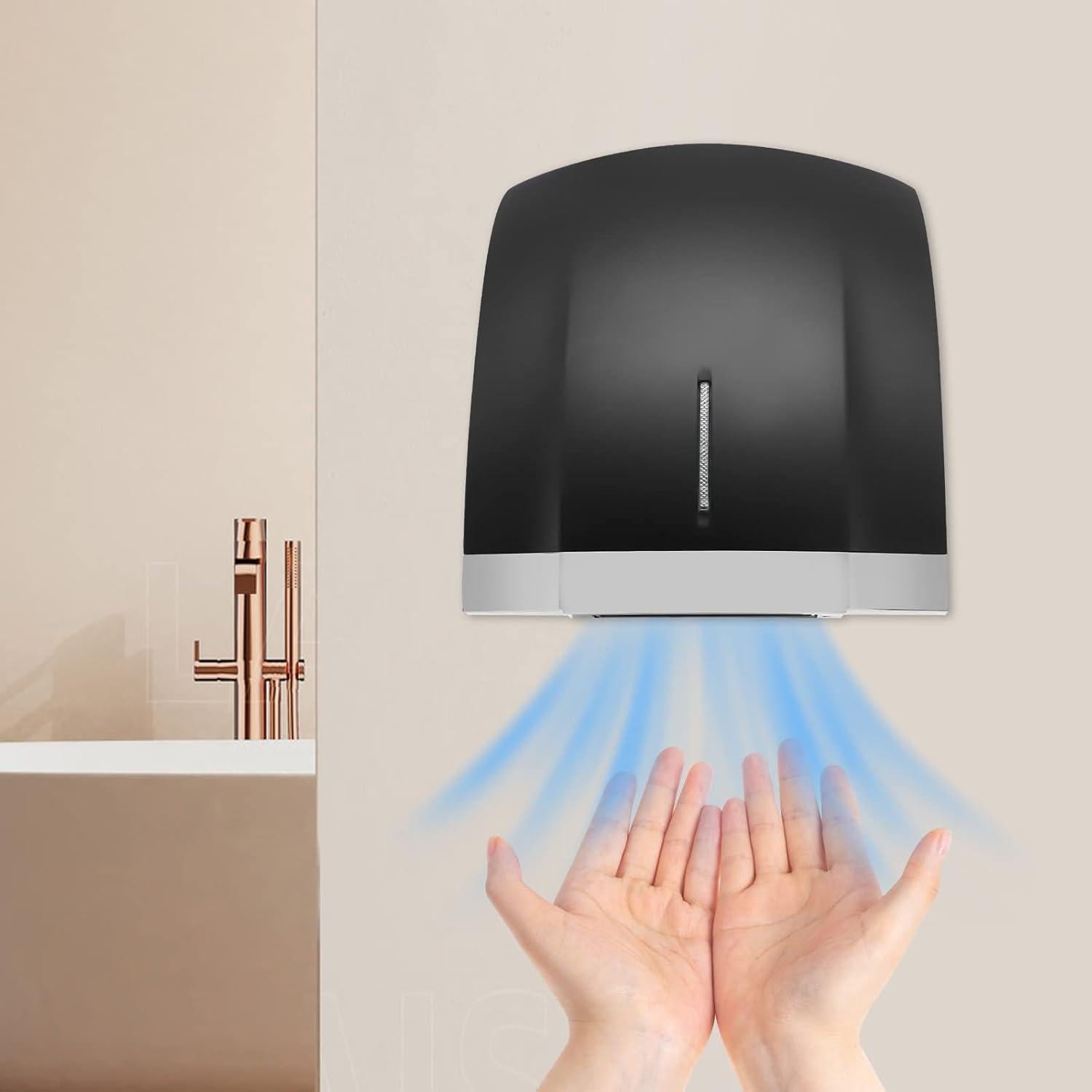 Secador de Manos Eléctrico Automático FFanhia 1800W Negro