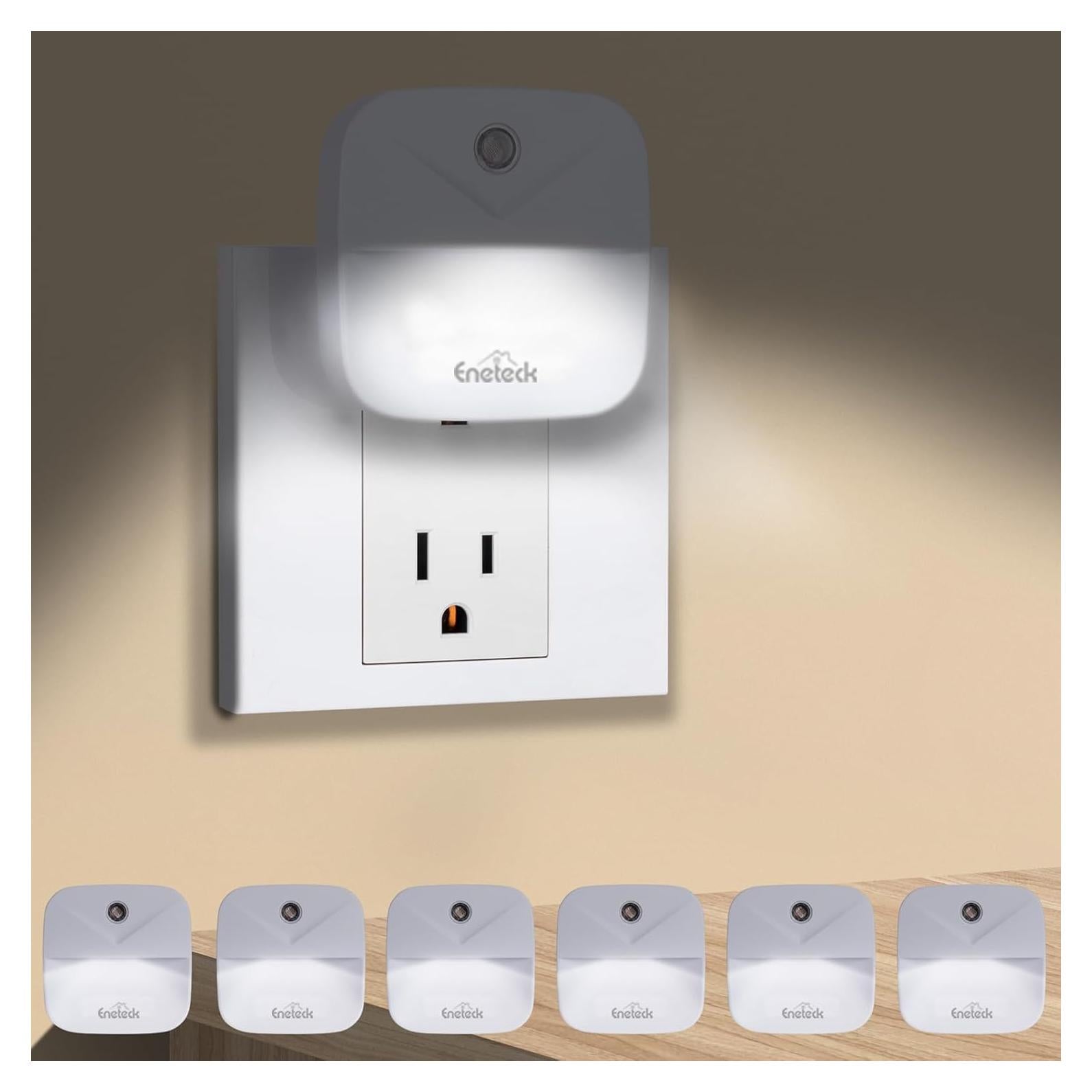 Luz Nocturna LED Enchufada ENETECK, Sensor Crepúsculo, Paquete 6