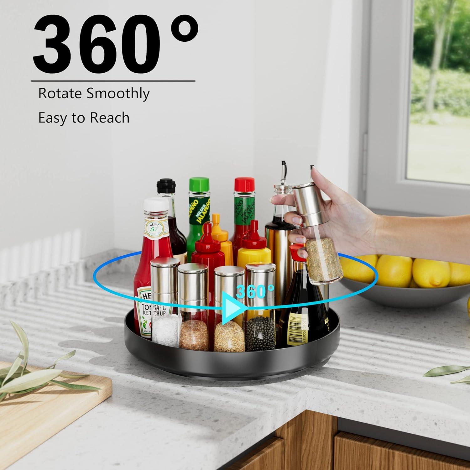 Organizador Giratorio Ovicar 28 cm Metal Negro para Cocina