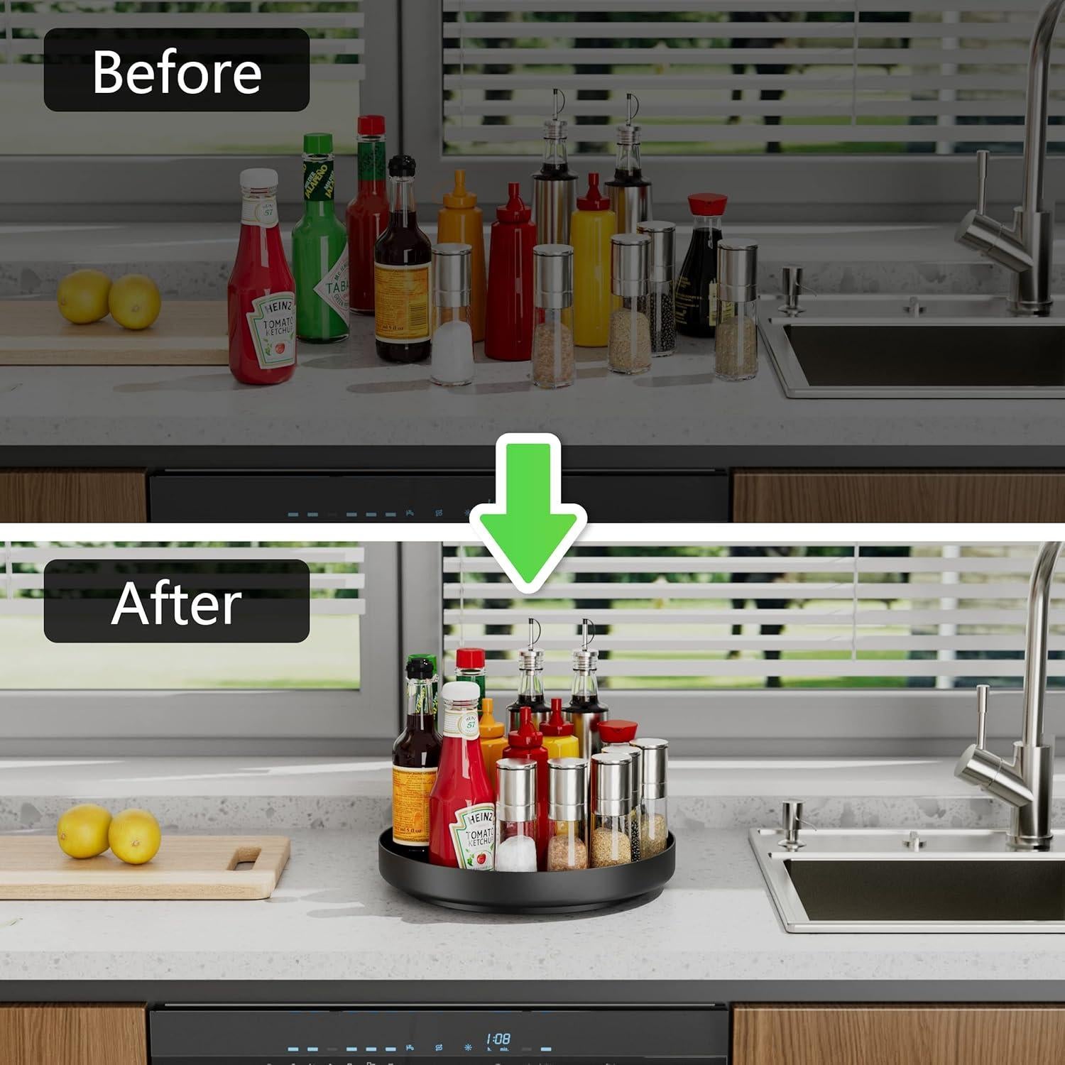 Organizador Giratorio Ovicar 28 cm Metal Negro para Cocina