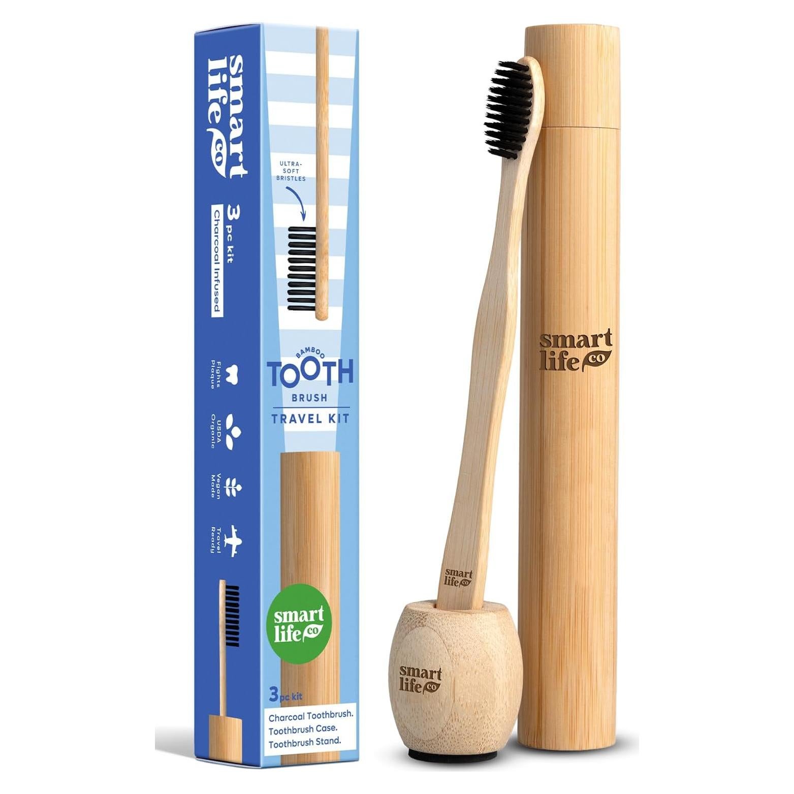 Cepillo de Dientes de Bambú SmartLifeco - Set de Viaje Ecológico