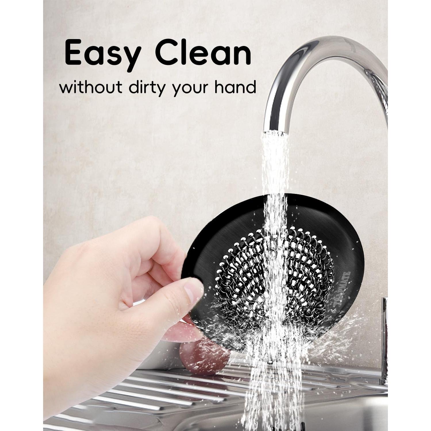 Kitchen Sink Strainer, Reversible Easy Clean Sink Drain Strainer, 304 Stainless Steel Kitchen Drain Cover Sink Basket, Anti-Clogging Garbage Disposal Strainer Fit US Standard Drain (Black)