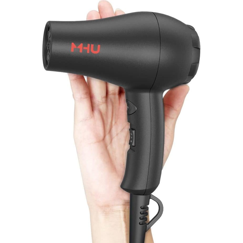 Secador de Pelo Mini Profesional 1000W Cerámico iónico Negro