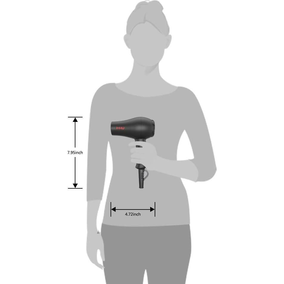 Secador de Pelo Mini Profesional 1000W Cerámico iónico Negro