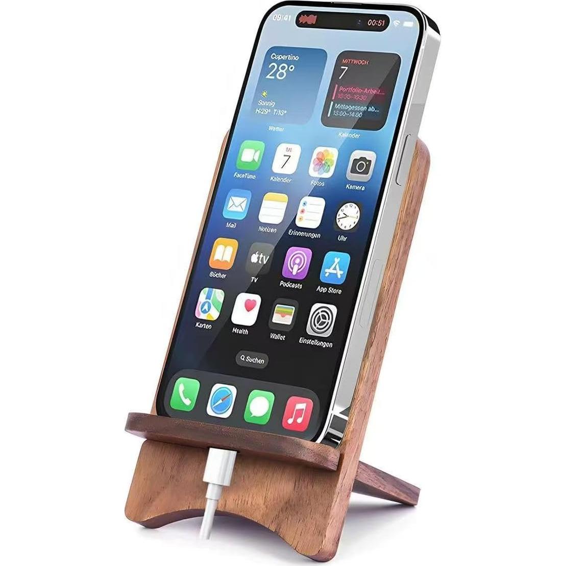 Soporte de Teléfono de Madera Sólida Abbolinxus - Nogal