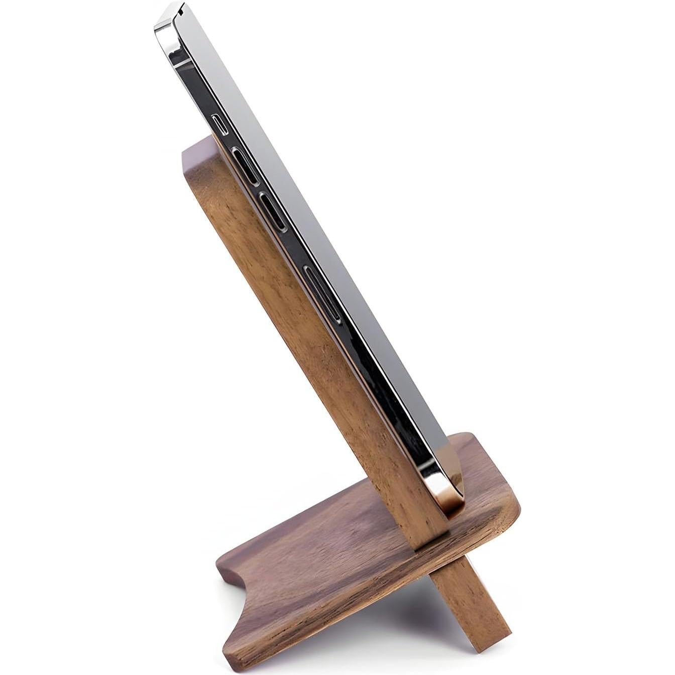 Soporte de Teléfono de Madera Sólida Abbolinxus - Nogal