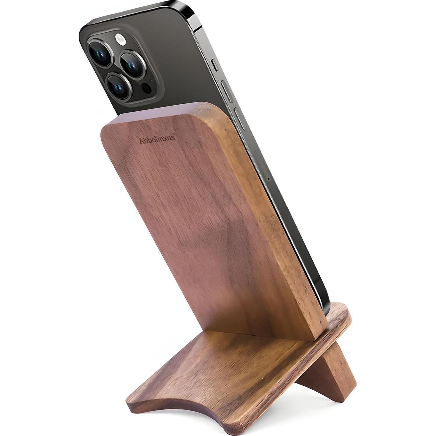 Soporte de Teléfono de Madera Sólida Abbolinxus - Nogal