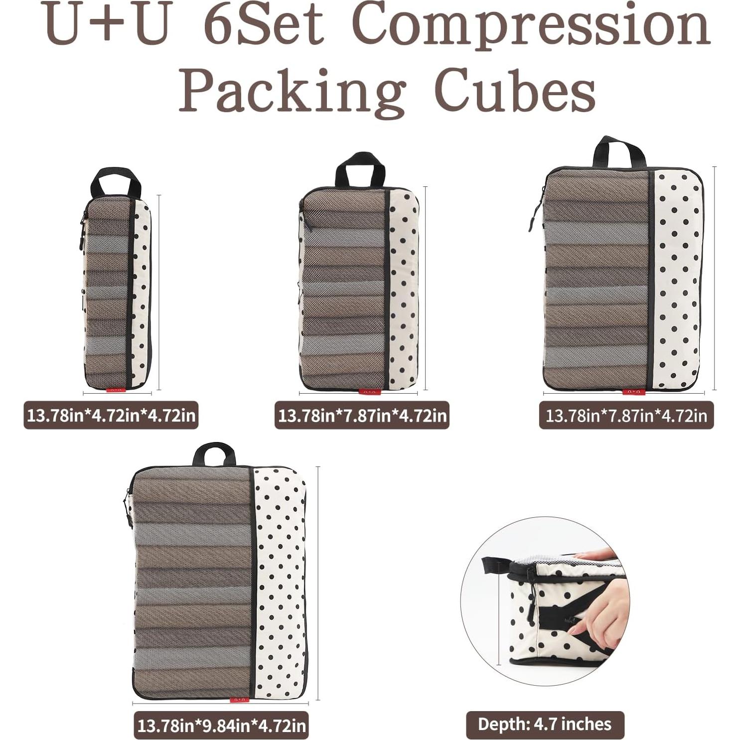 Cubos de Compresión U+U 4 Set Lunares - Organizador de Viaje