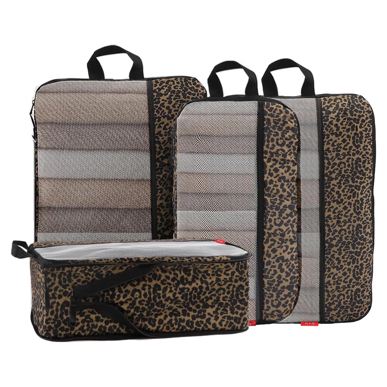 Cubos de Compresión U+U 4 Set Leopardo - Organizador de Viaje