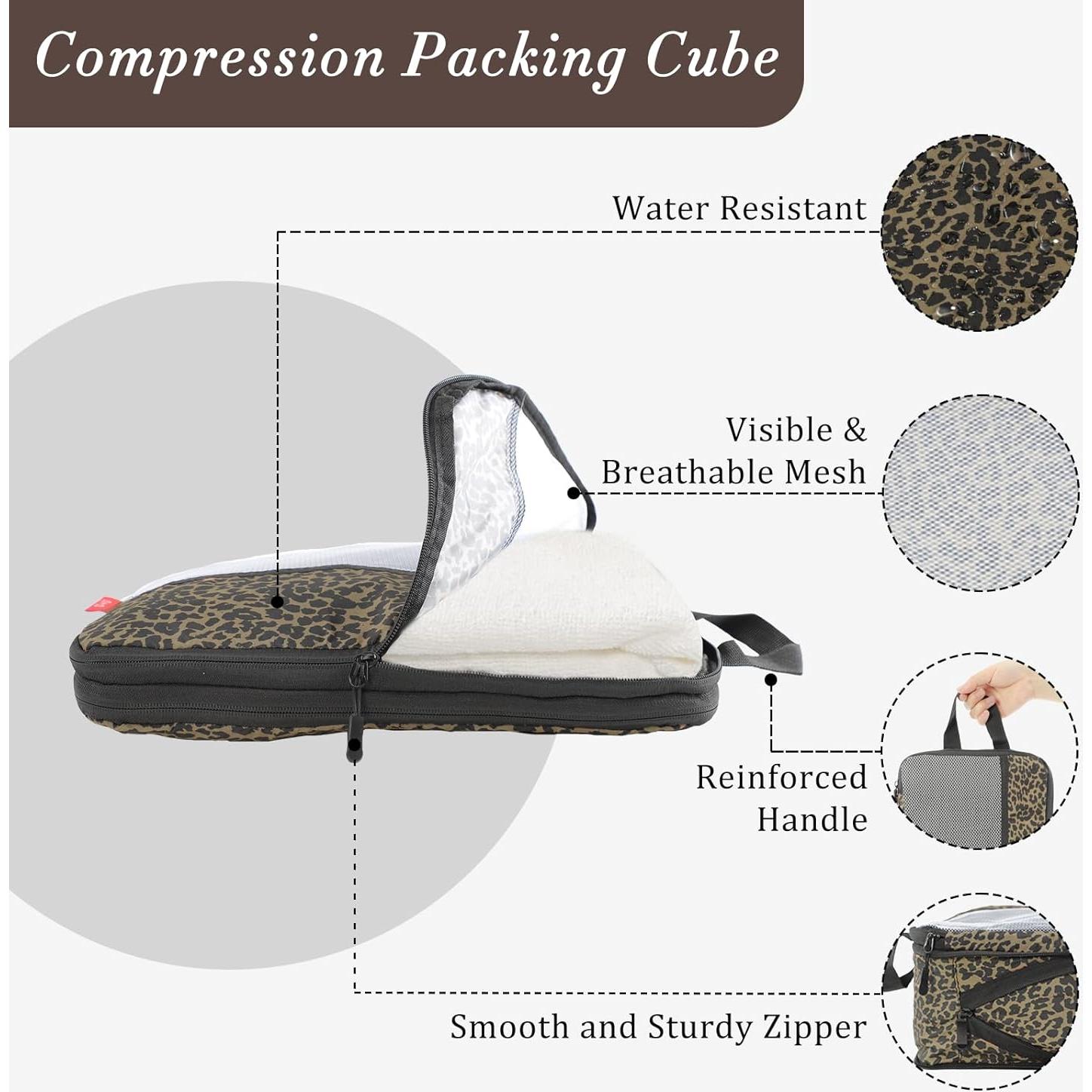 Cubos de Compresión U+U 4 Set Leopardo - Organizador de Viaje