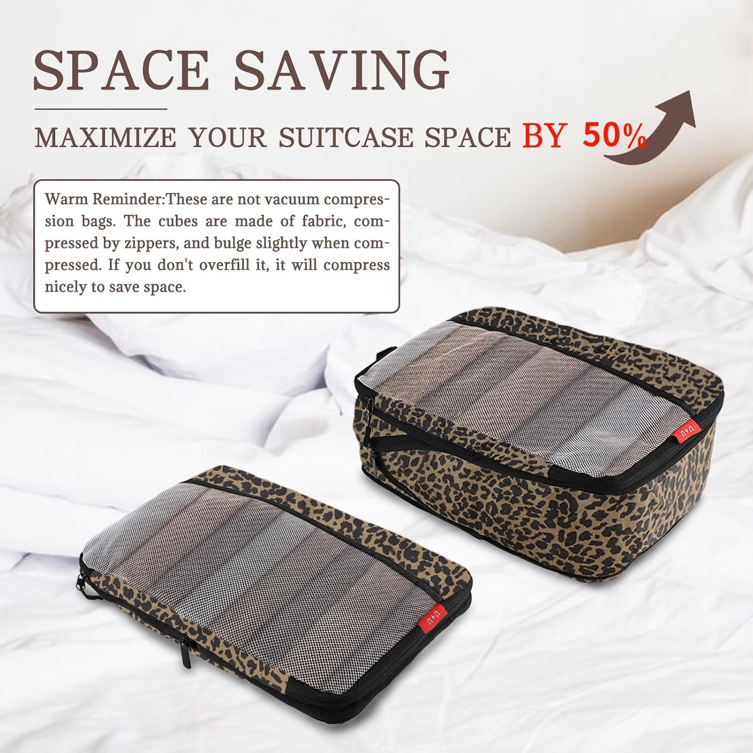 Cubos de Compresión U+U 4 Set Leopardo - Organizador de Viaje
