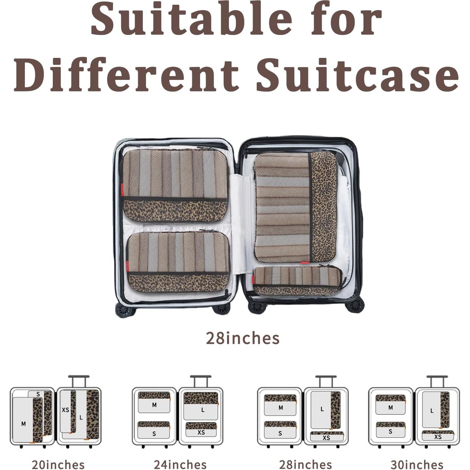 Cubos de Compresión U+U 4 Set Leopardo - Organizador de Viaje