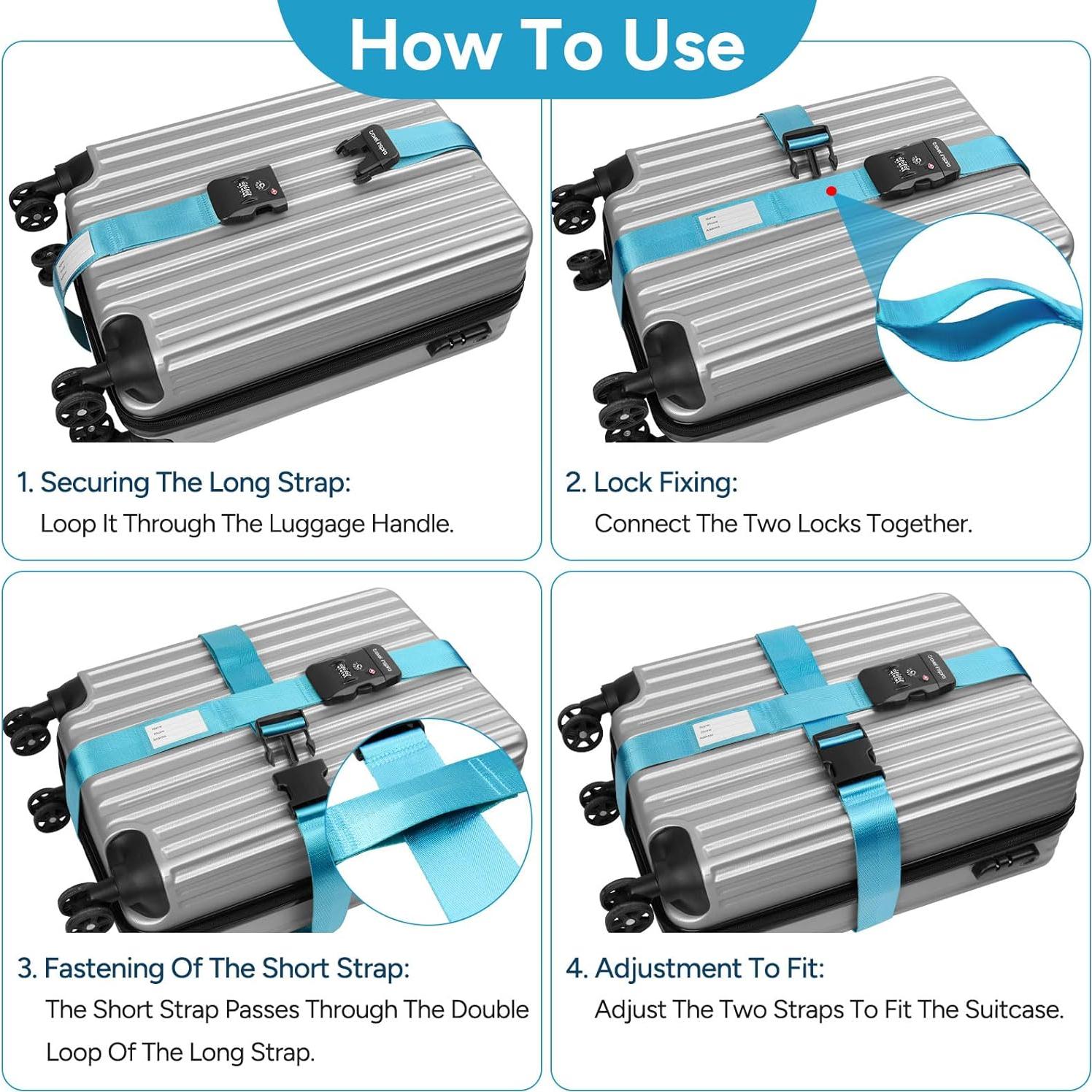 Correas de Equipaje Travel Inspira con Candado TSA Azul 120-205 cm