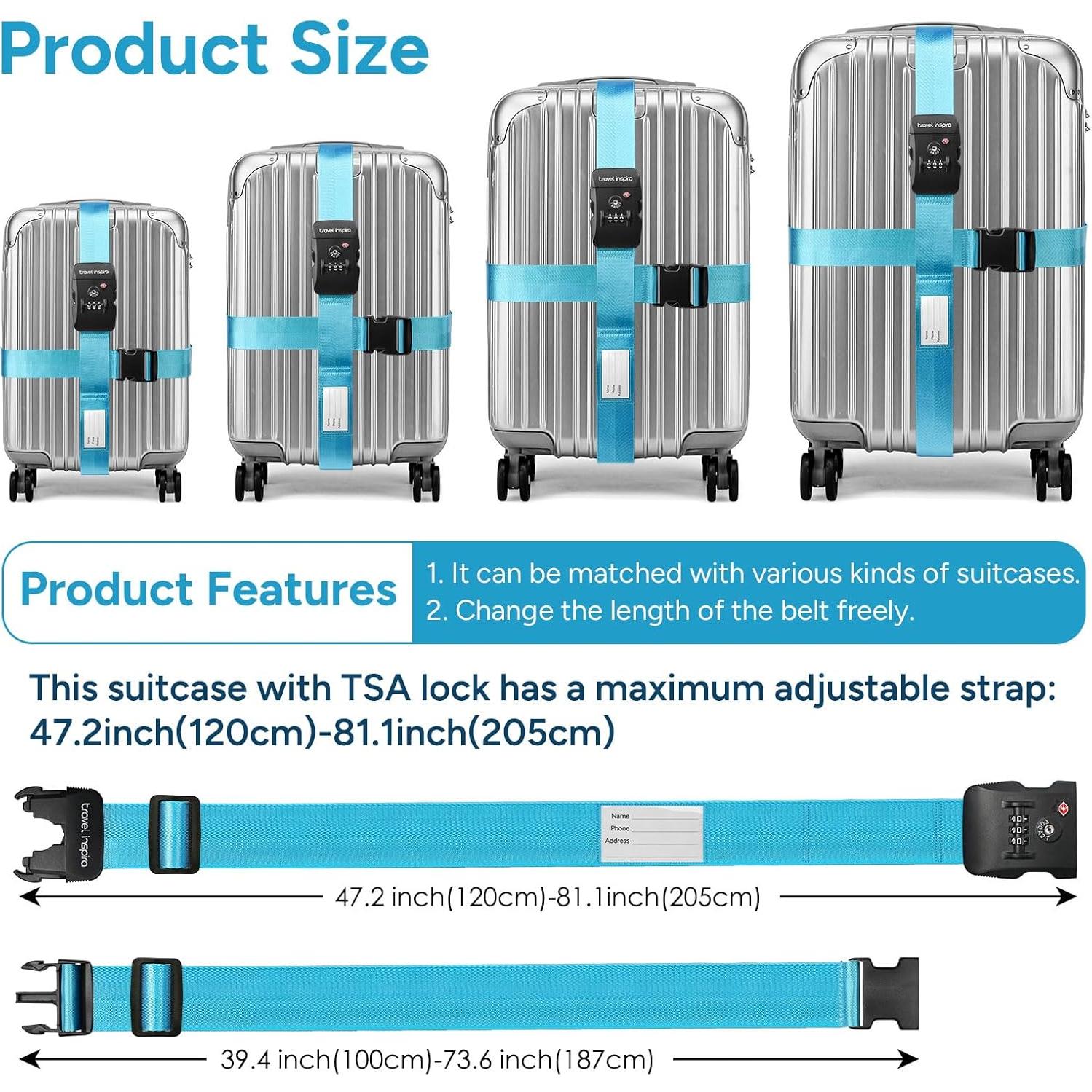 Correas de Equipaje Travel Inspira con Candado TSA Azul 120-205 cm