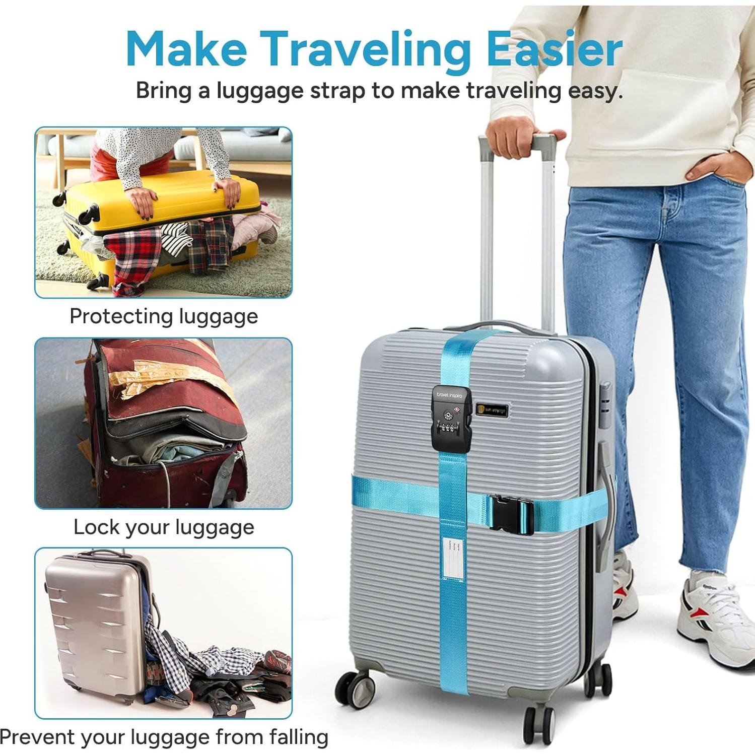 Correas de Equipaje Travel Inspira con Candado TSA Azul 120-205 cm