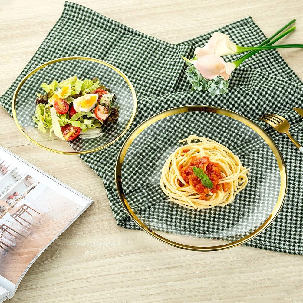 Juego de Platos de Carga NUPTIO 2PCS Vidrio Transparente Dorado