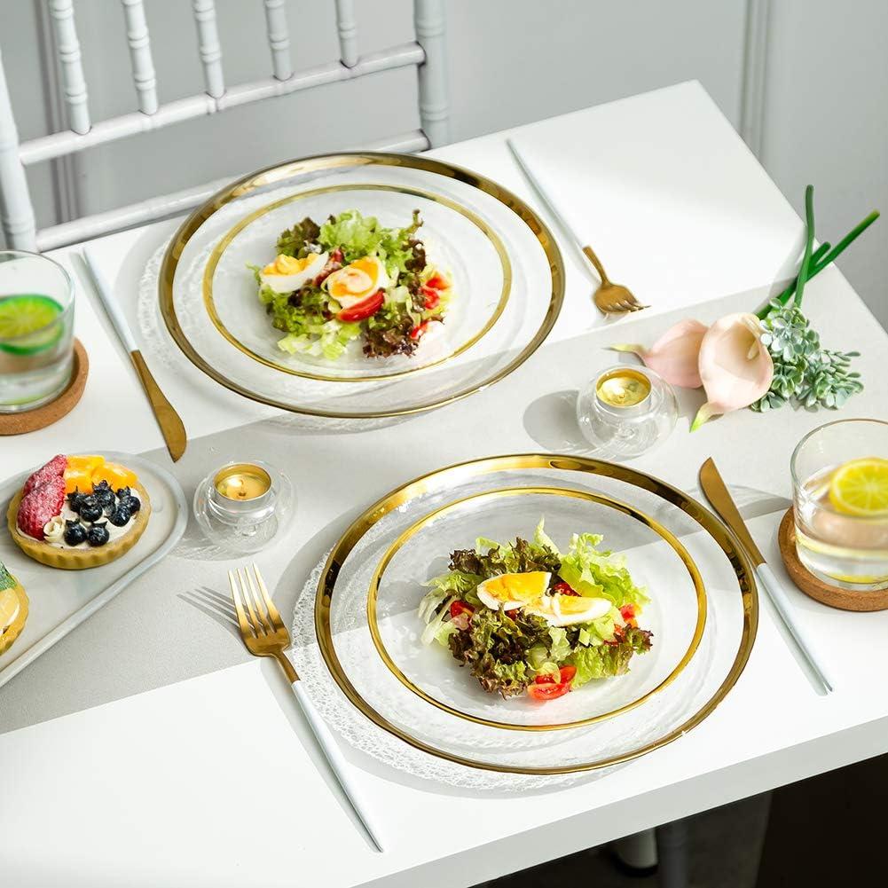 Juego de Platos de Carga NUPTIO 2PCS Vidrio Transparente Dorado