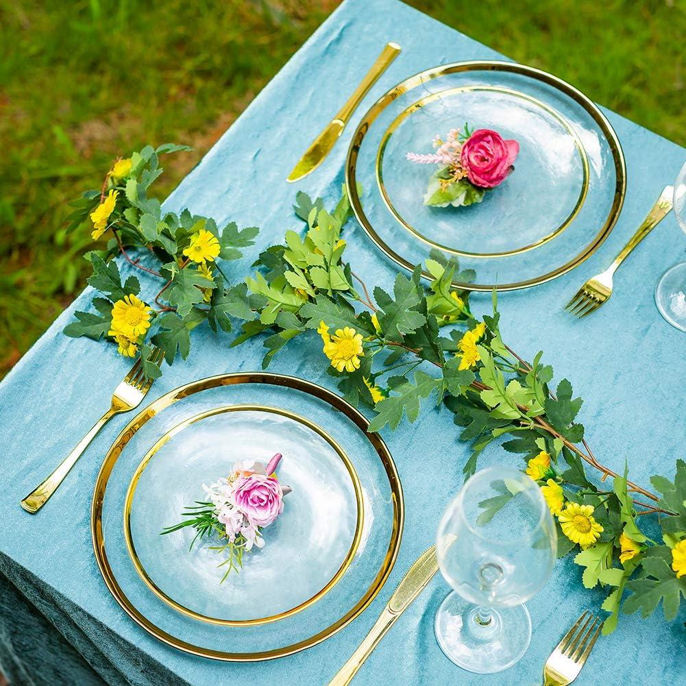 Juego de Platos de Carga NUPTIO 2PCS Vidrio Transparente Dorado