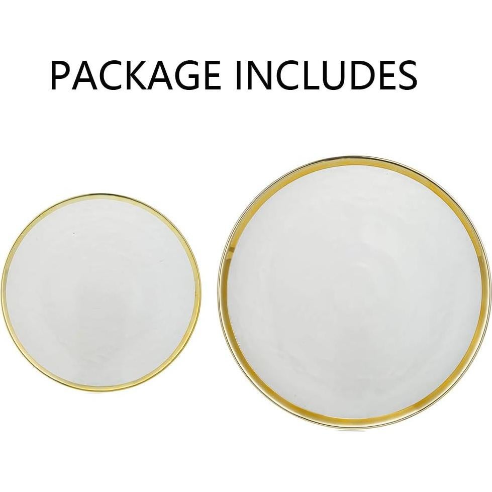 Juego de Platos de Carga NUPTIO 2PCS Vidrio Transparente Dorado