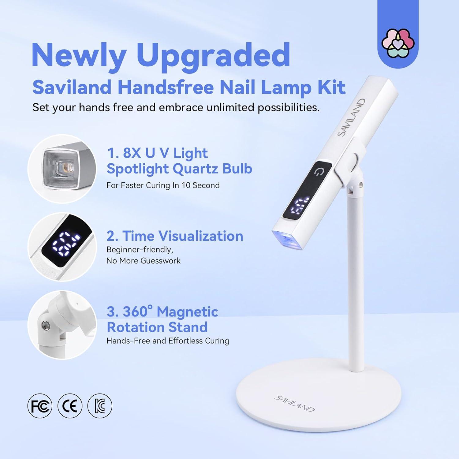 Lámpara LED UV Saviland 12W con Soporte Magnético y Pantalla Táctil