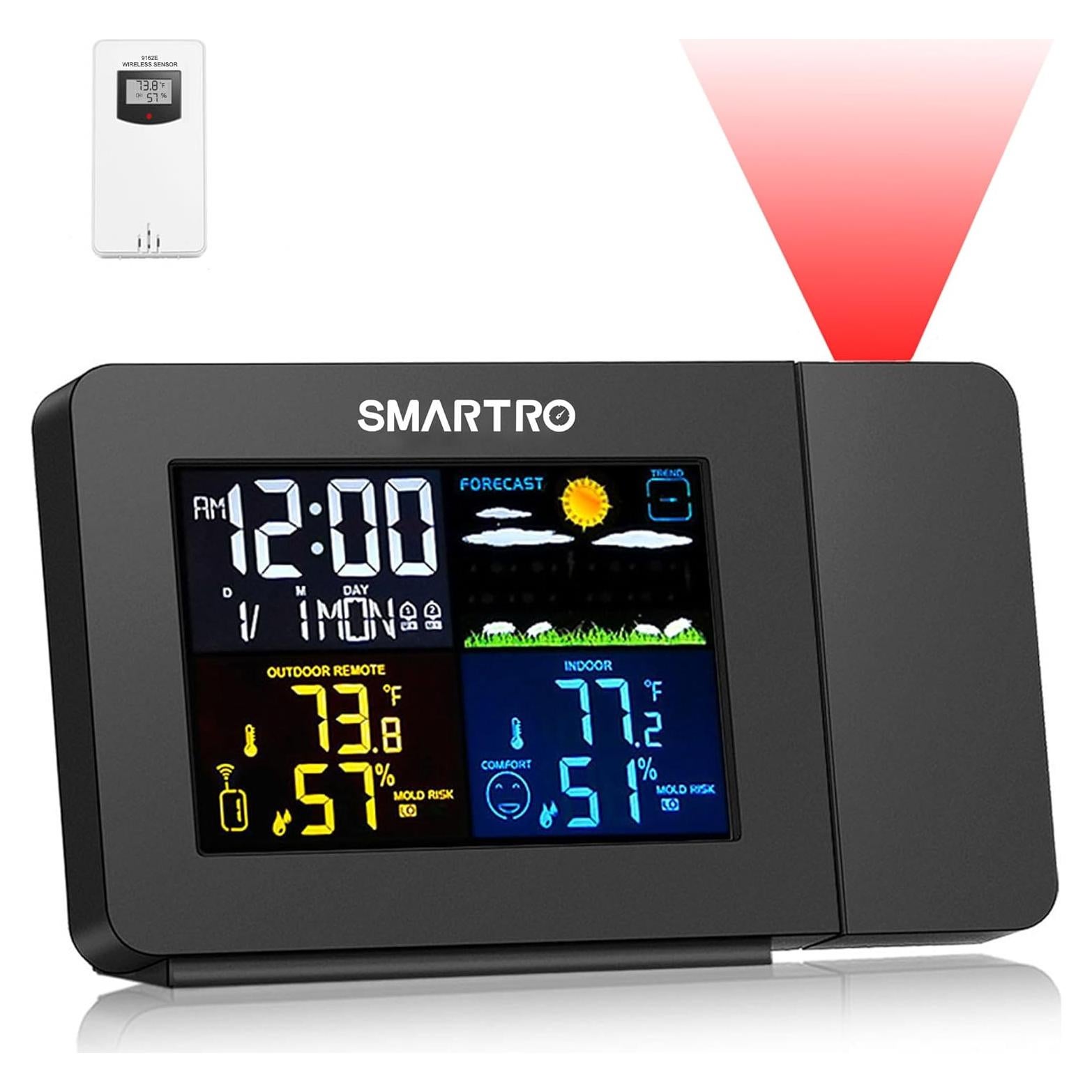 Reloj Despertador Proyector SMARTRO SC91 con Estación Meteorológica