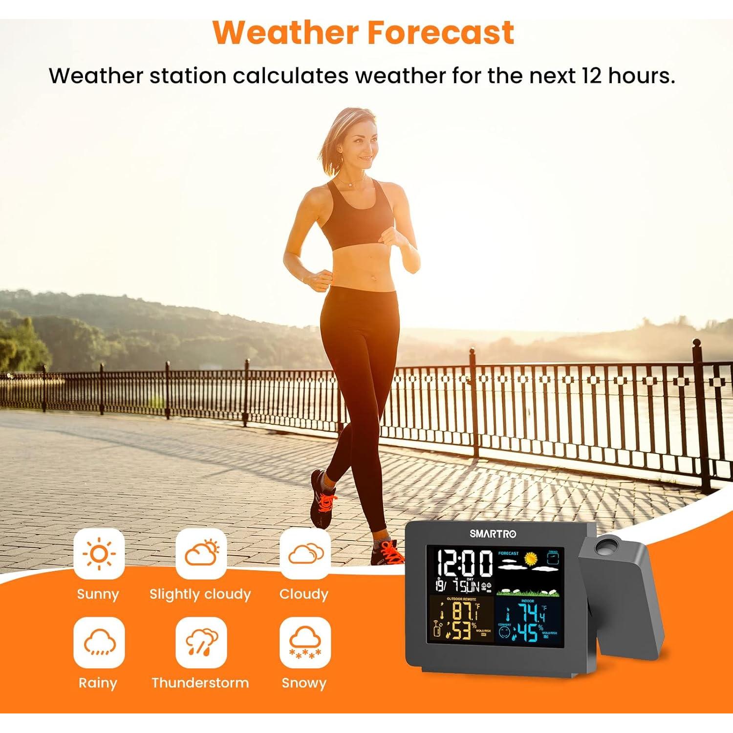 Reloj Despertador Proyector SMARTRO SC91 con Estación Meteorológica