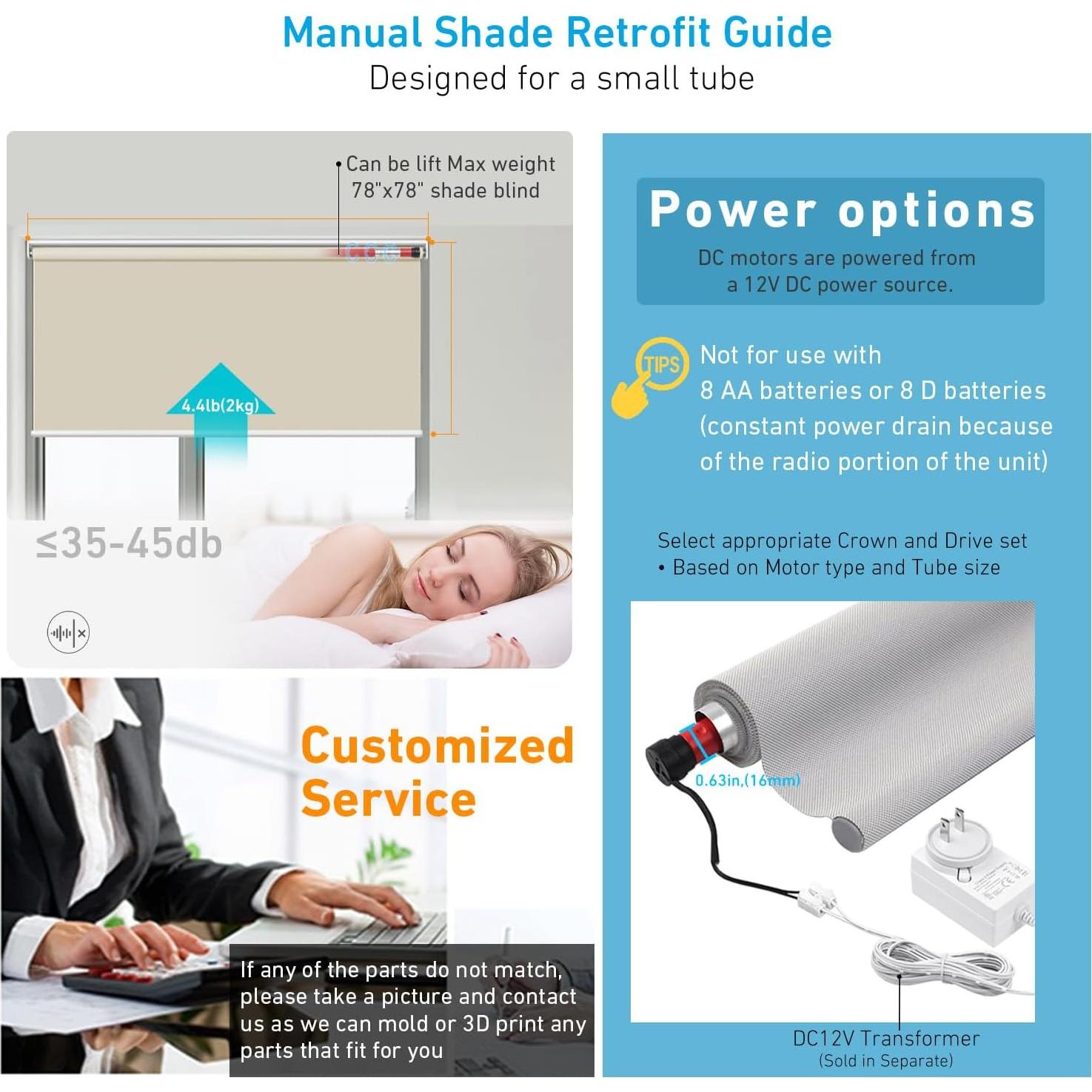 Motor Tubular 12V DC Rollerhouse para Persianas 1" (25mm)