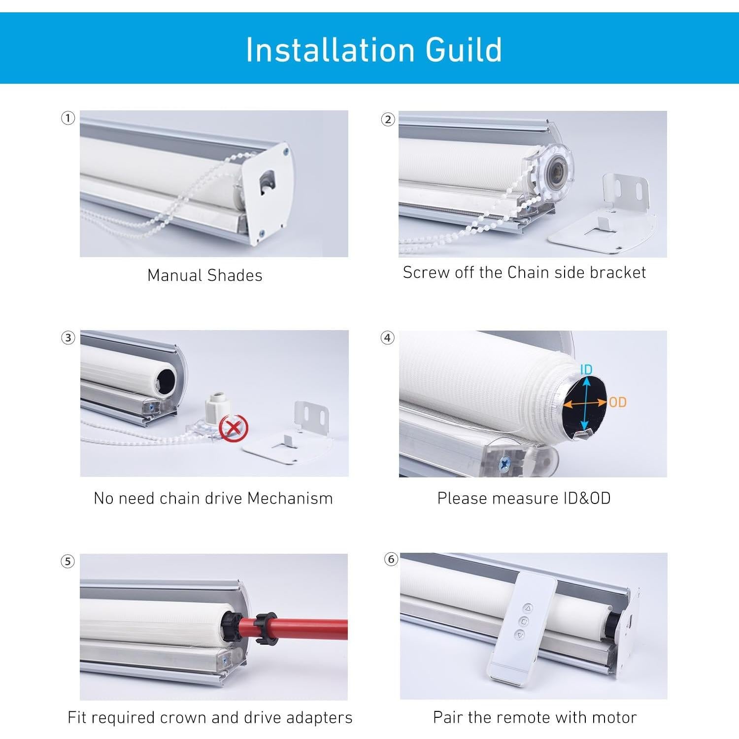 Motor Tubular 12V DC Rollerhouse para Persianas 1" (25mm)