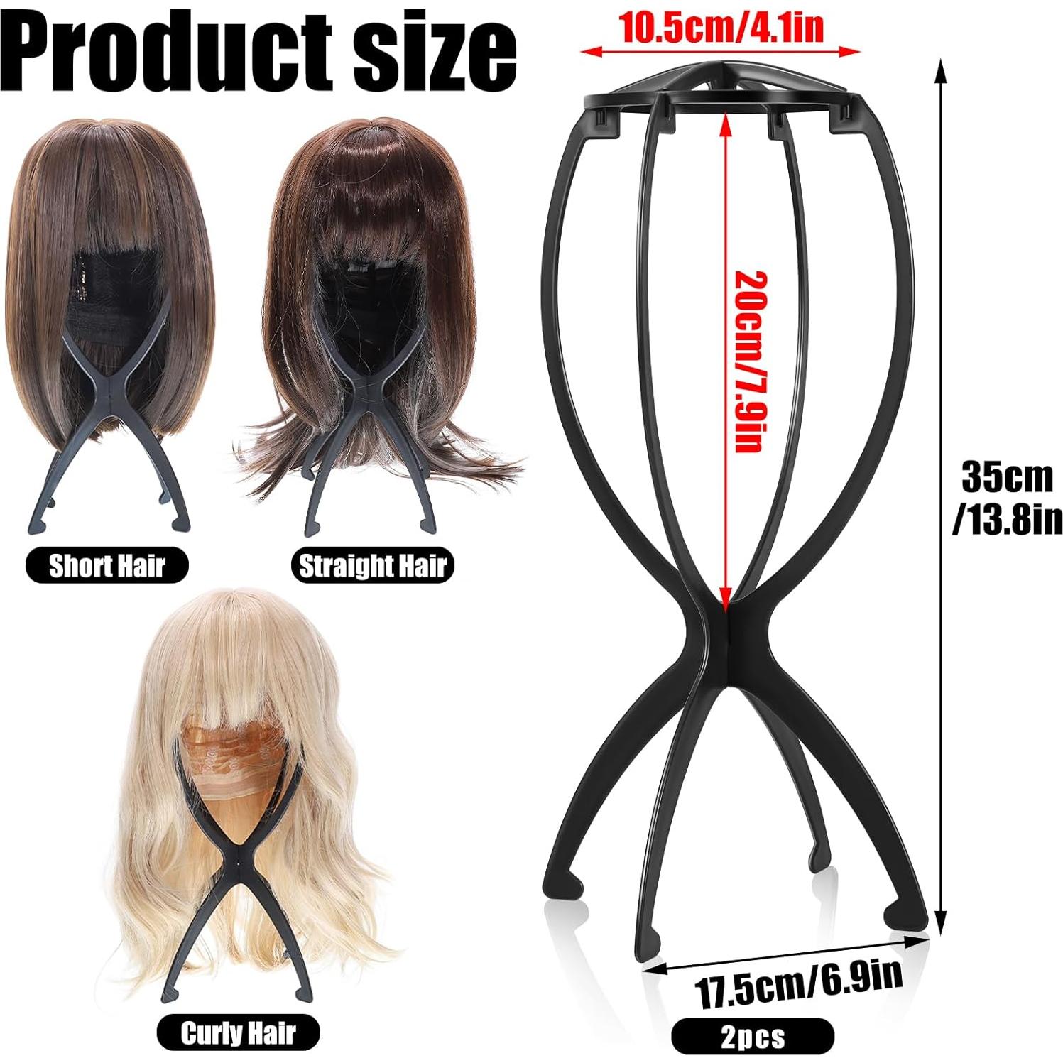 Soporte para Pelucas Obeoby Negro 2 Piezas Plegable 35 cm