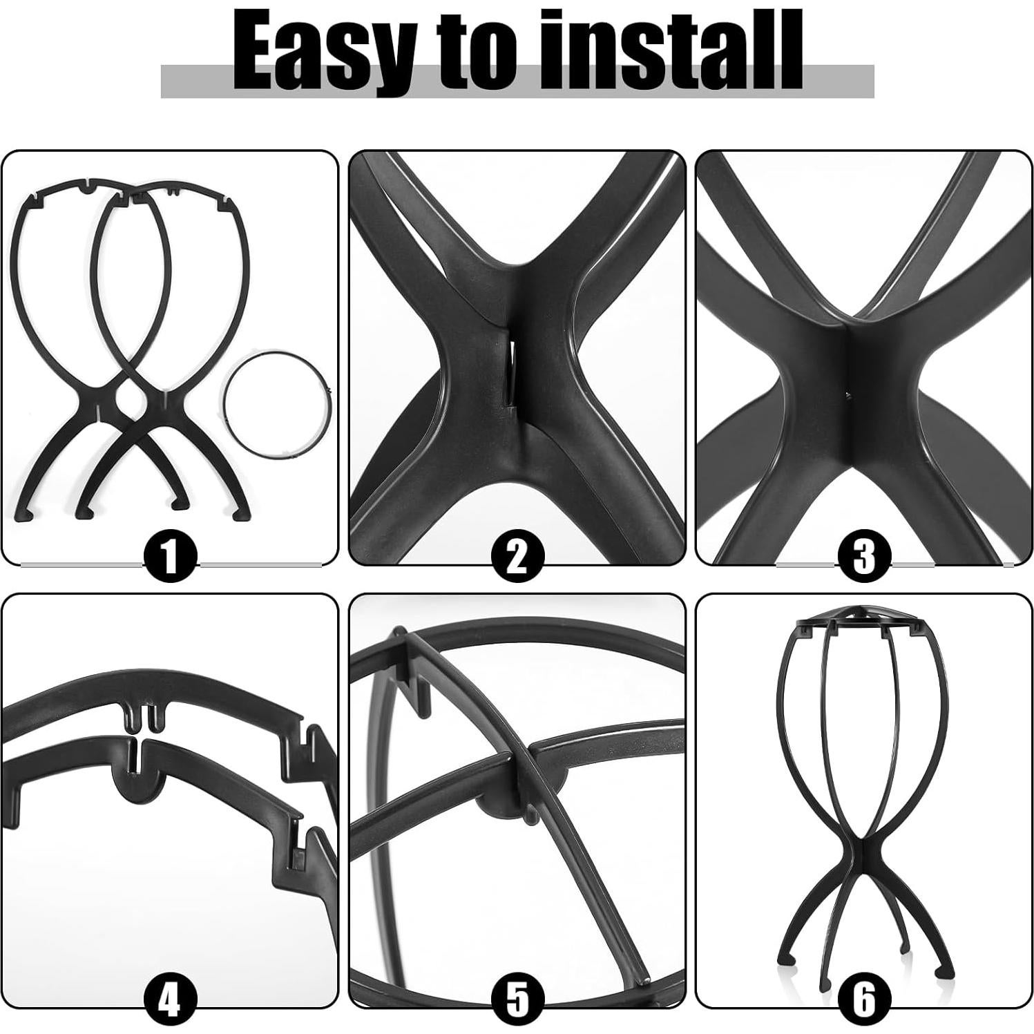 Soporte para Pelucas Obeoby Negro 2 Piezas Plegable 35 cm