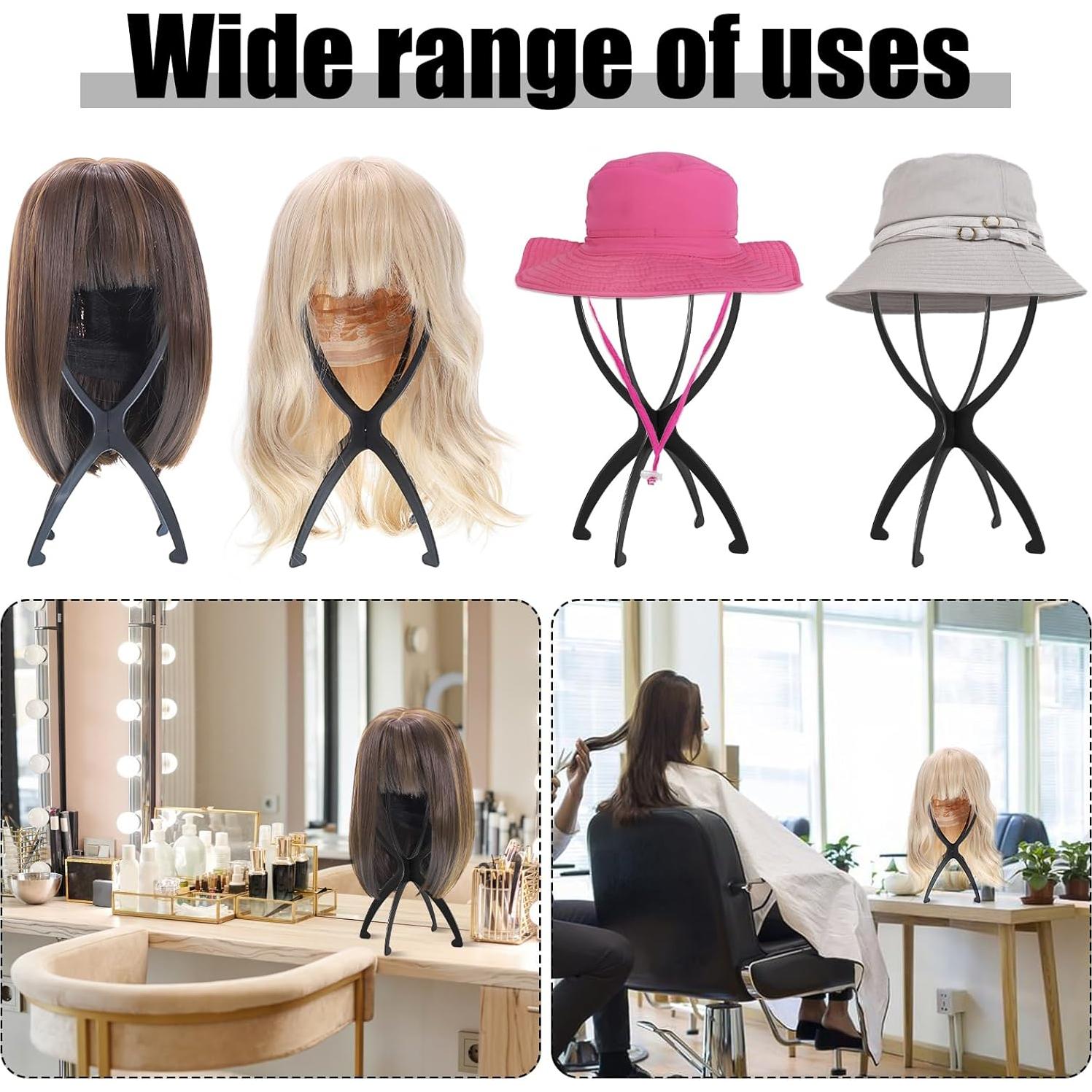 Soporte para Pelucas Obeoby Negro 2 Piezas Plegable 35 cm