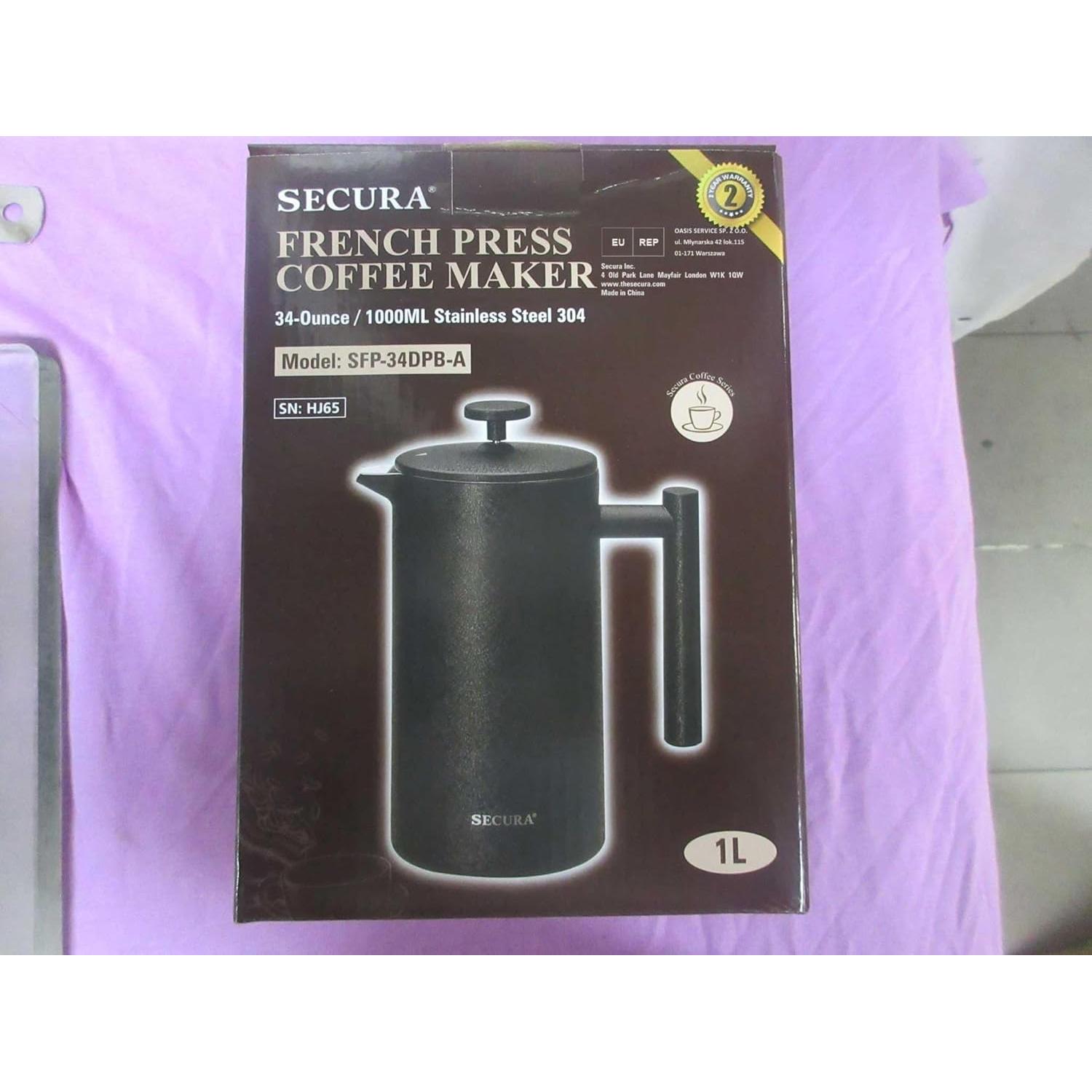 Cafetera de Émbolo Francesa Secura SFP-34DPB 1L Acero Inoxidable