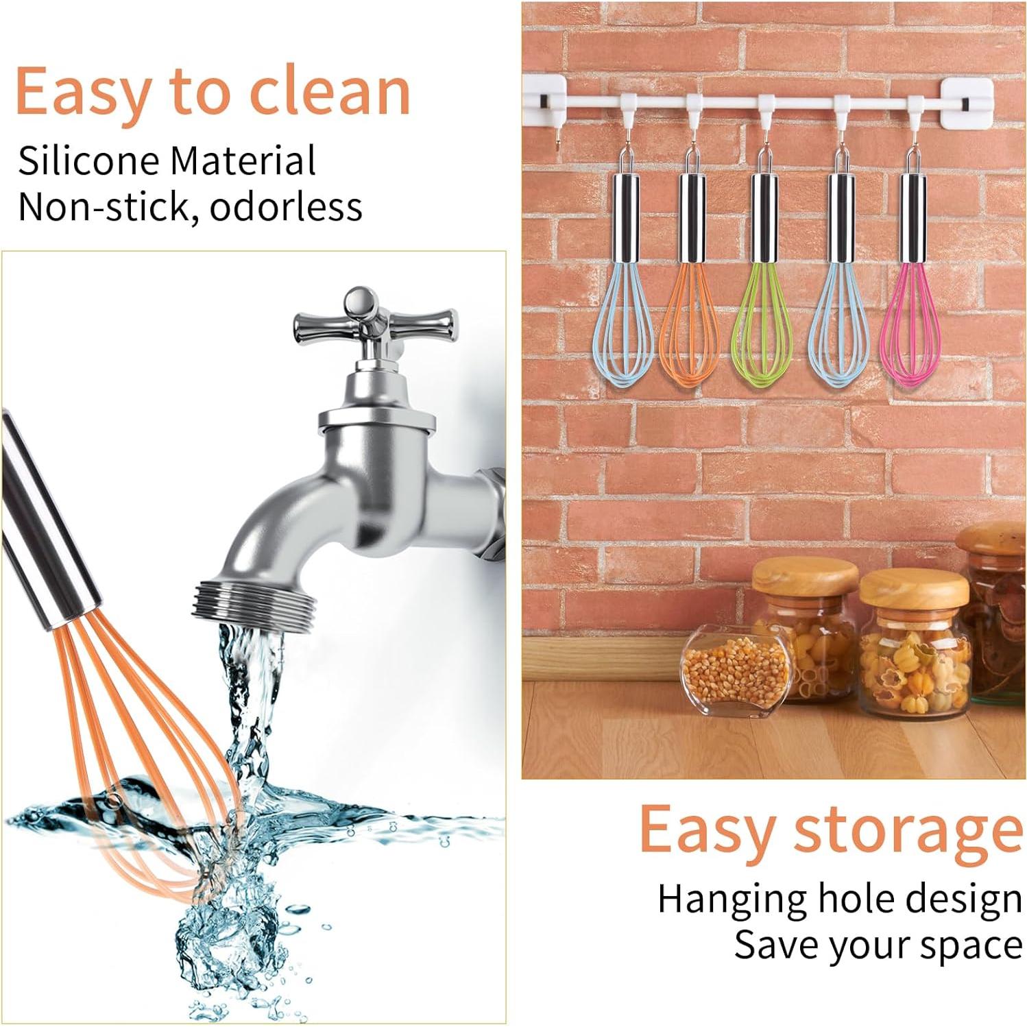 Batidores de Cocina BAEKZ Mini Silicona Acero Inoxidable 15.5cm