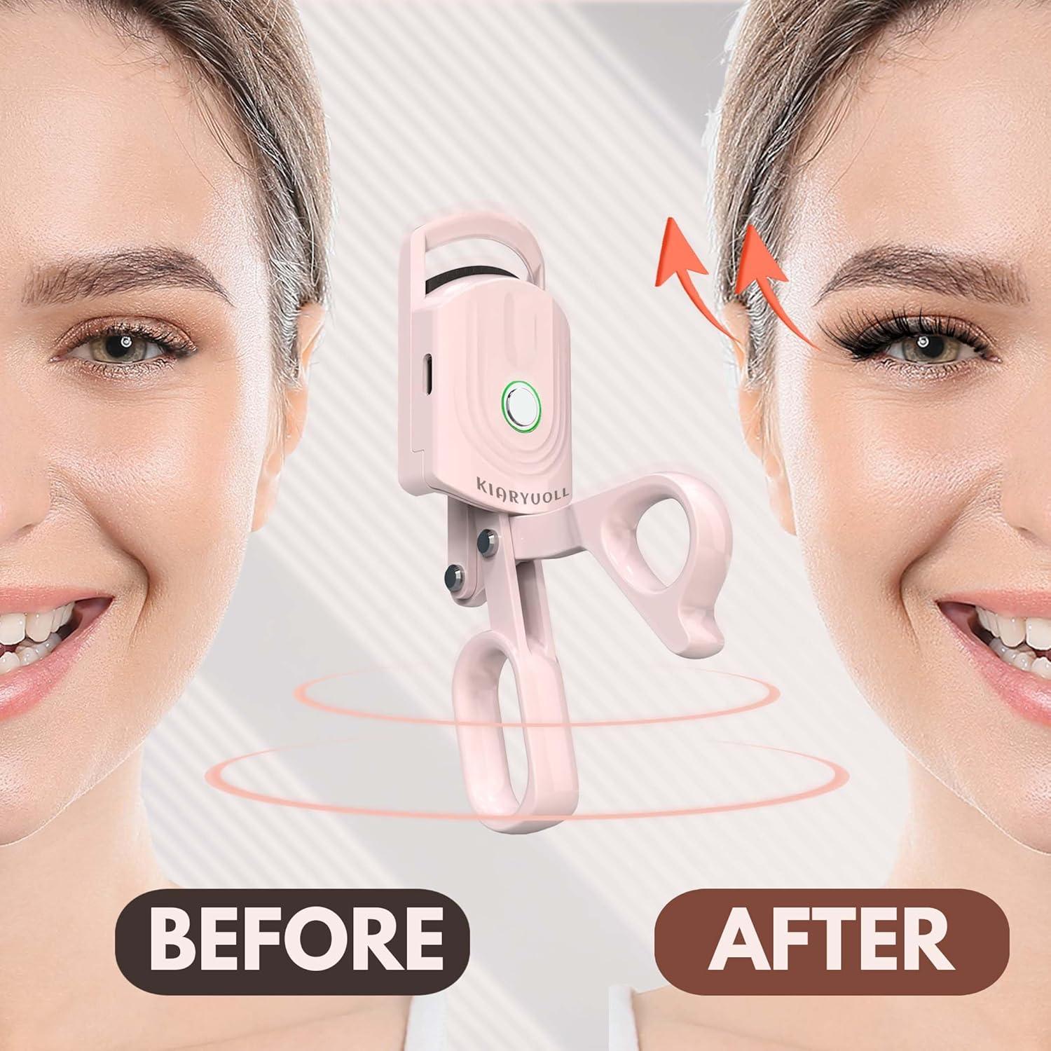 Rizador de Pestañas Calentado KIARYUOLL Rosa 3 Modos USB