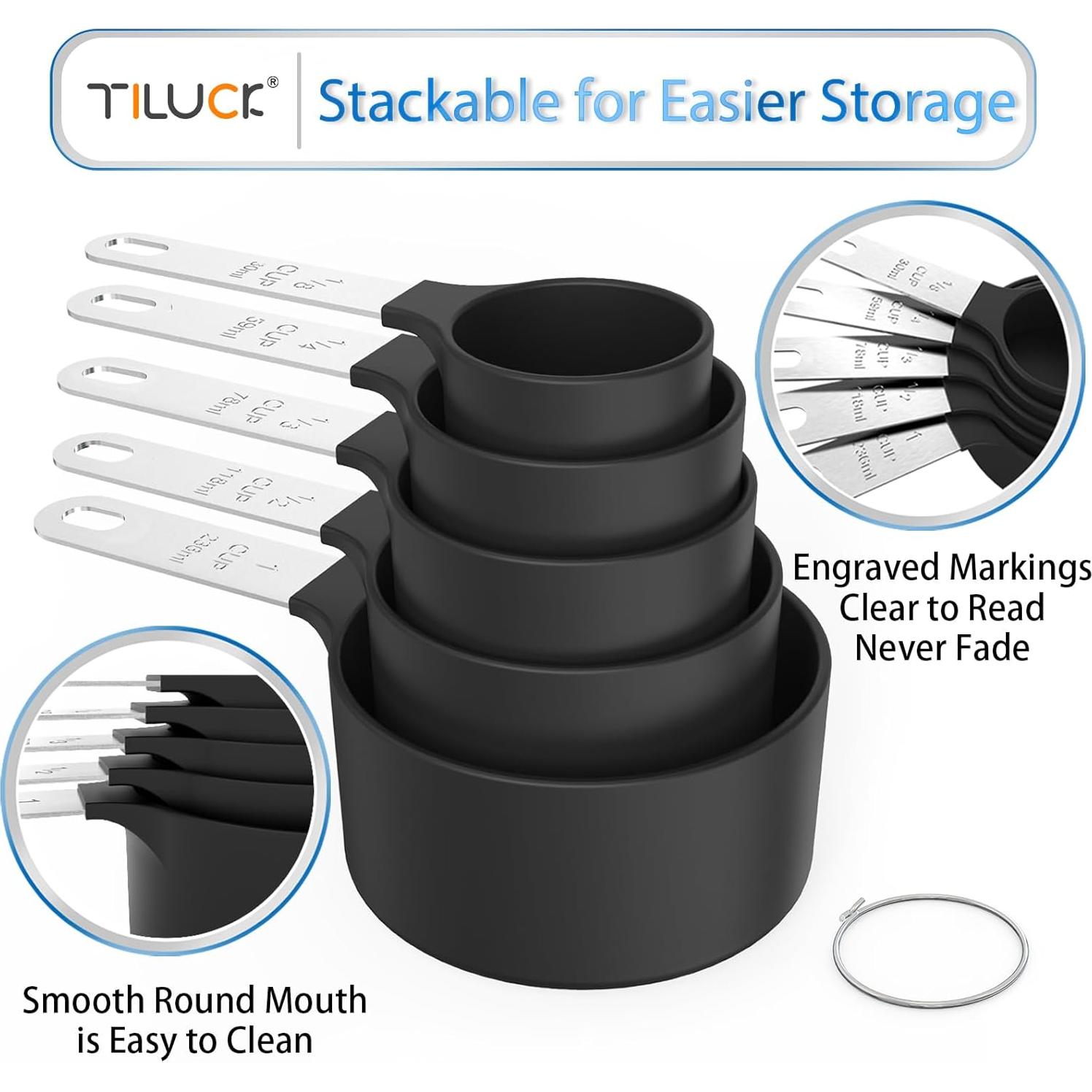 Juego de Tazas y Cucharas Medidoras TILUCK 10 Piezas Acero Inoxidable