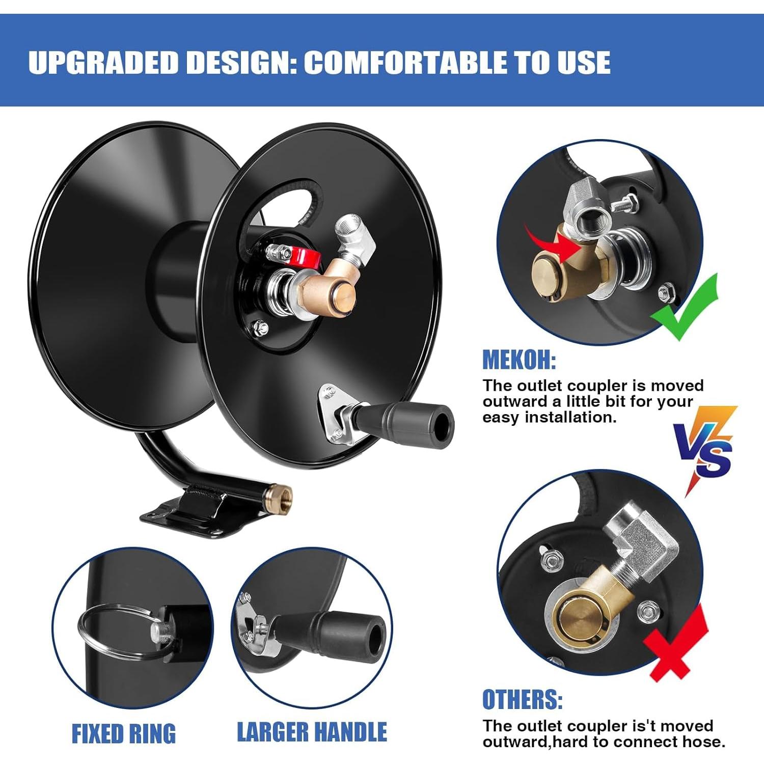 Carrete de Manguera MEKOH 50ft/15.24m para Lavadora a Presión