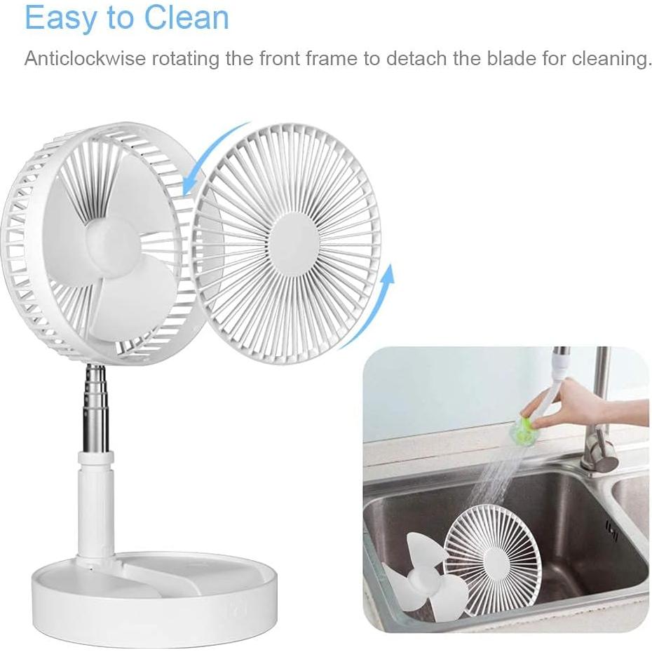 Ventilador de pedestal QUALORI Plegable Recargable 4 Velocidades